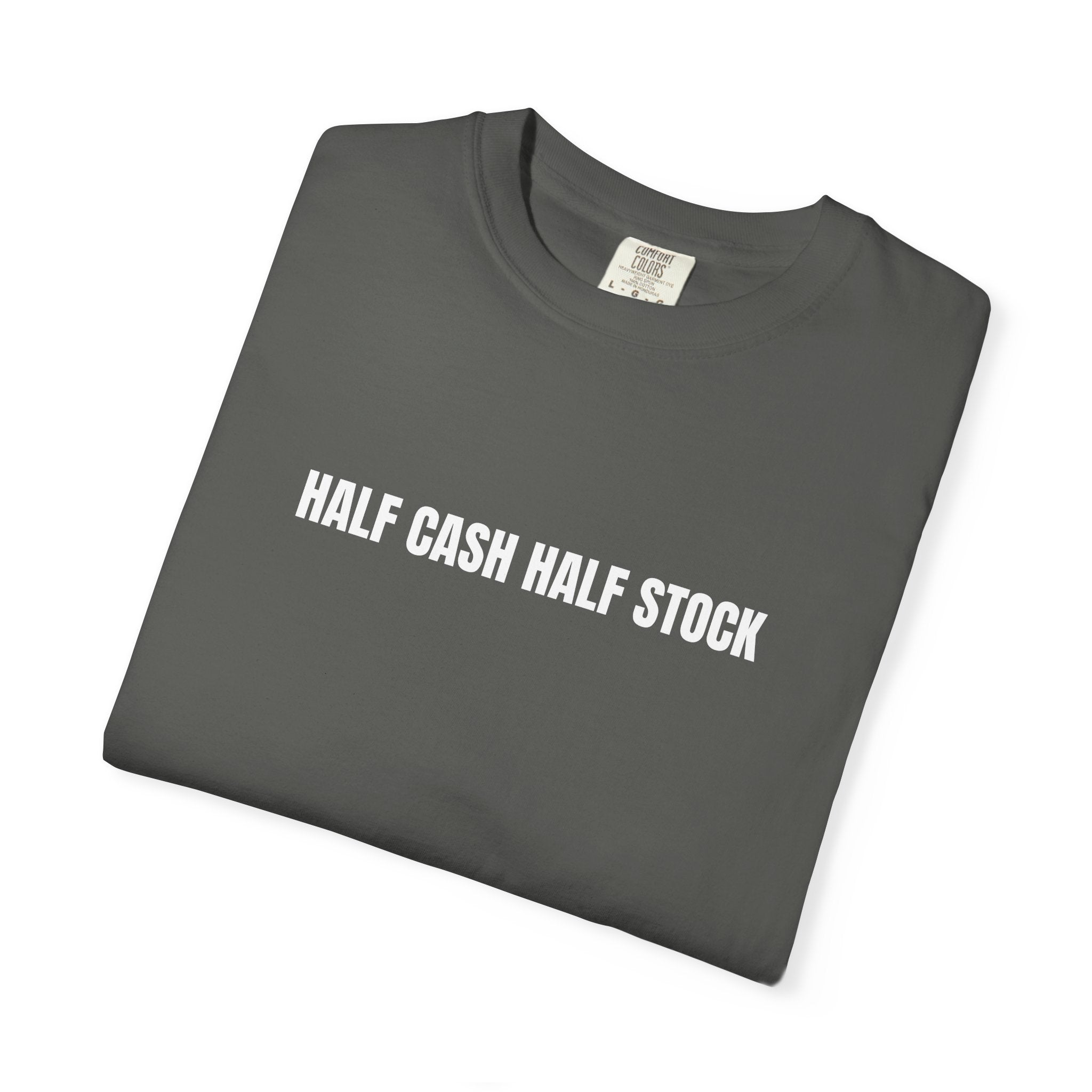 Half Cash, Half Stock Tee — Single-Line Print