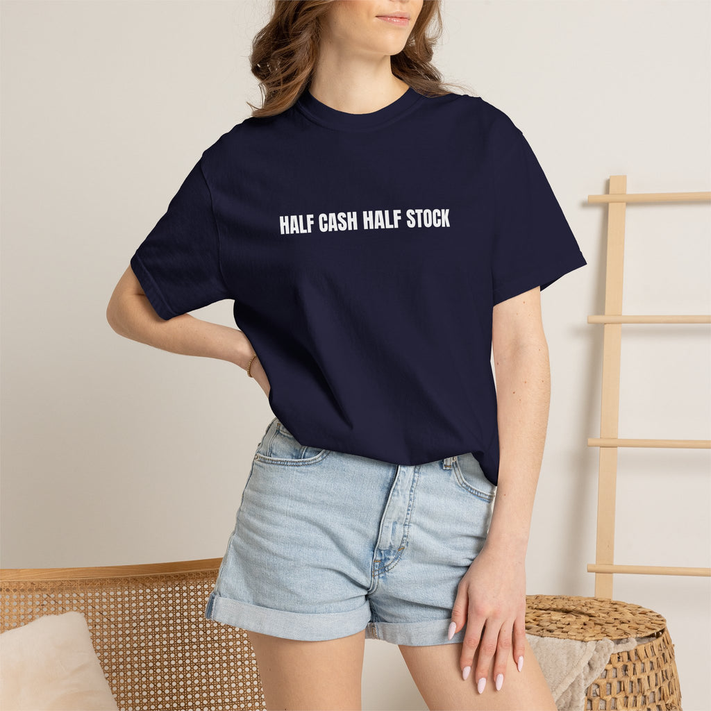 Half Cash, Half Stock Tee — Single-Line Print