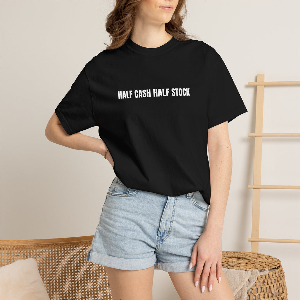 Half Cash, Half Stock Tee — Single-Line Print