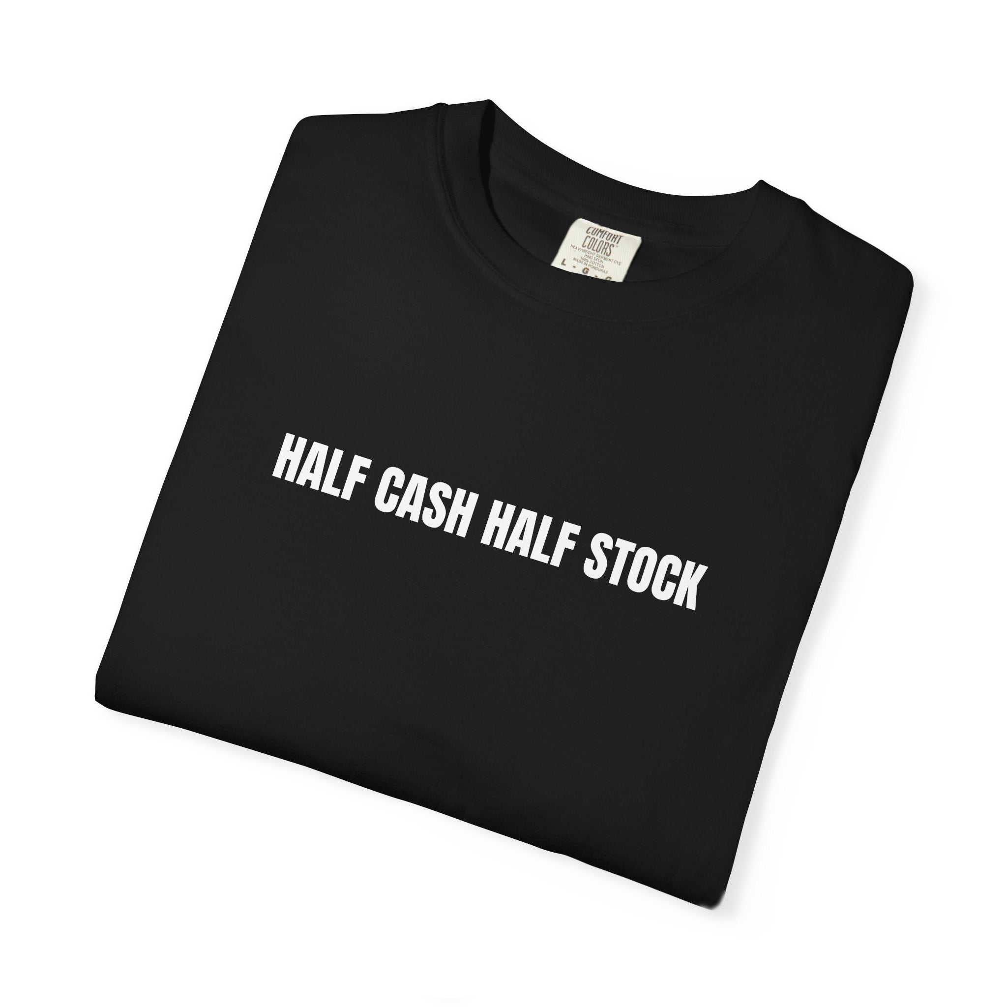 Half Cash, Half Stock Tee — Single-Line Print